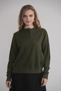 Fledermausärmel-Sweatshirt mit Knöpfen – Khaki