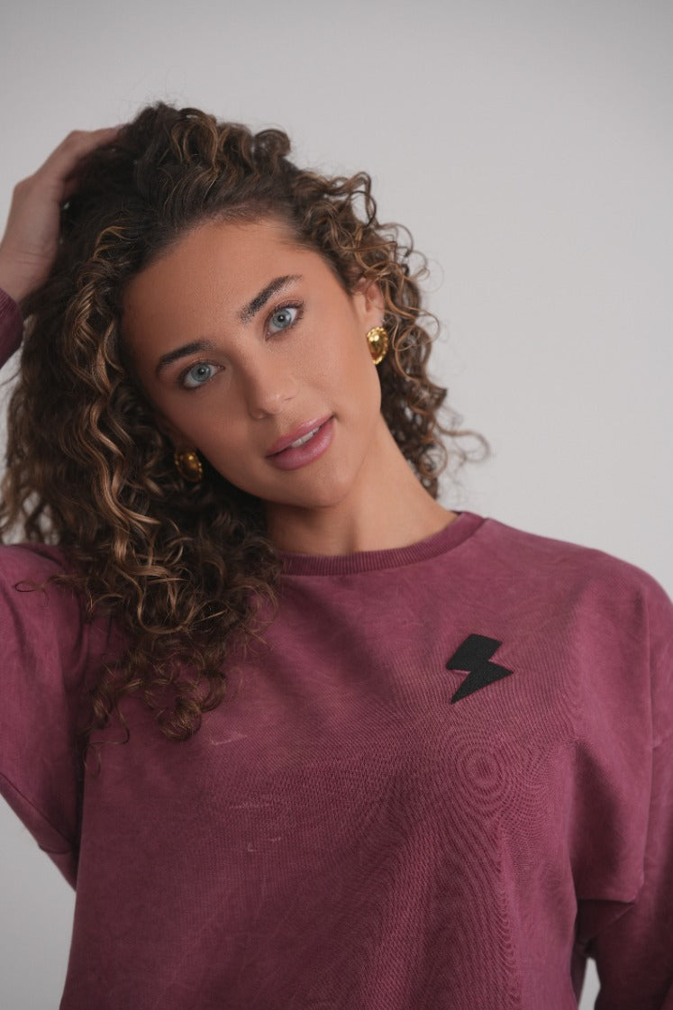 Acid Wash Sweatshirt – Weinrot