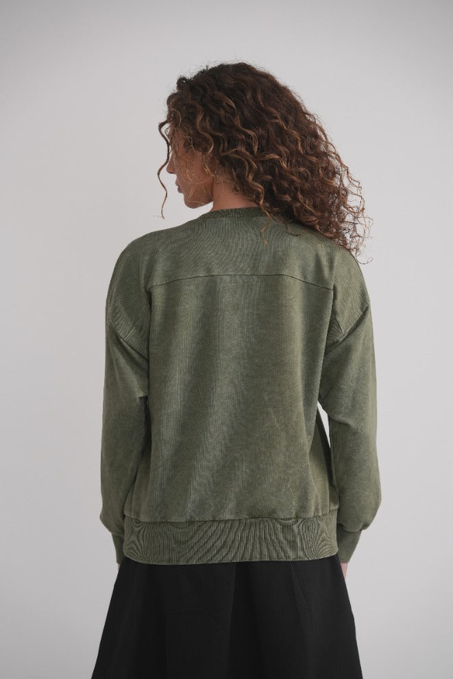 Acid-Wash-Sweatshirt – Khaki