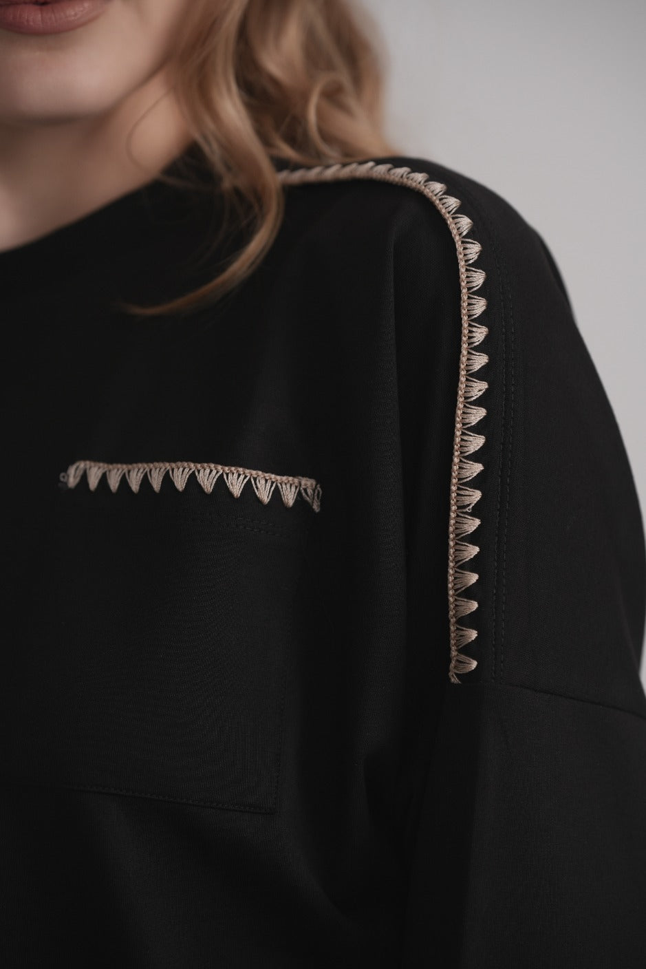 French Terry Sweatshirt mit Deckenstich - Mokka