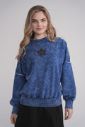 Acid Wash Dolman Sweatshirt - Blau