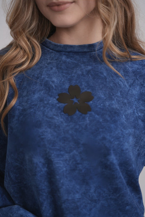 Acid Wash Dolman Sweatshirt - Blau