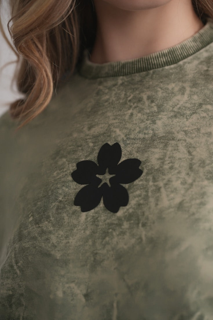 Acid-washed Dolman-Sweatshirt – Grün