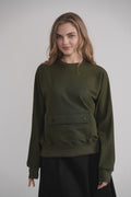 Sweatshirt mit Bauchtasche - Khaki